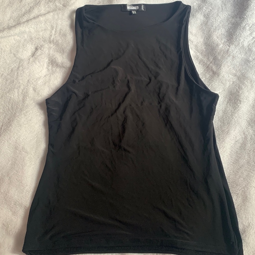 Misguided sleeveless top sz 10 black high neck